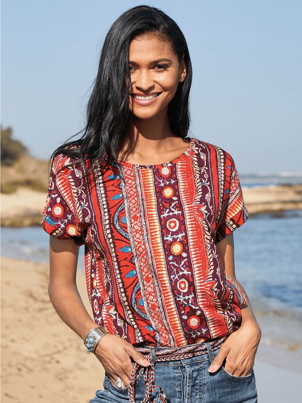 PERUVIAN CONNECTION CARAVAN T-SHIRT TOP SZ S